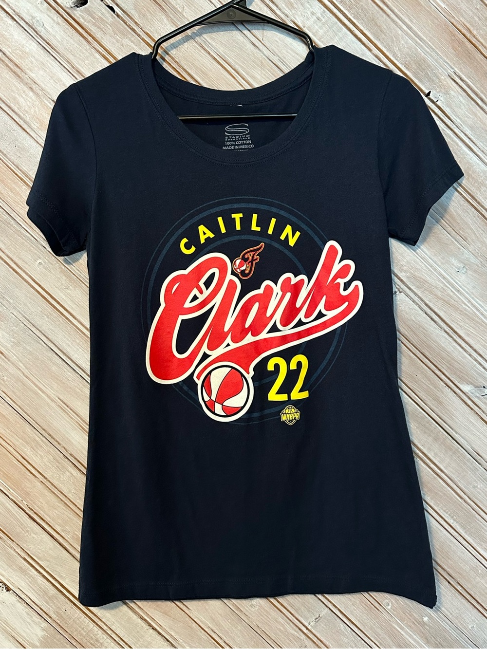 Stadium Athletics Black Tee with Red 'Clark' Script & Yellow Accents